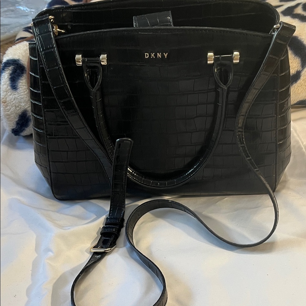 DKNY Black Croc-Patterned Purse - Picture 3 of 10